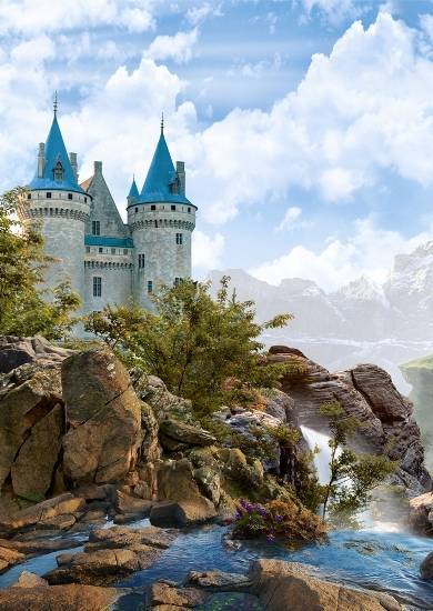 3D Фотообои Artegrafico «Водопад в скалах» FK048 акварель