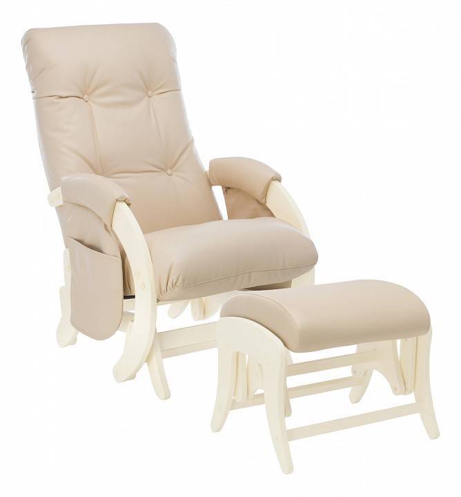 Кресло-качалка Комфорт Milli Smile 4627164251046 дуб шампань, polaris Beige, с пуфом и маятниковым механизмом