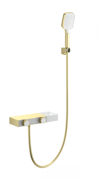 Смеситель для ванны Wonzon & Woghand WW-B2551-BG с душем и термостатом, брашированное золото