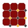 Керамогранит Top Cer Victorian designs series OCT20 DOT21/14-B 4420 Brick Red Octagon 20/Ochre Yellow 21 + Black 14 Dots 30x30