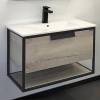 Тумба с раковиной Comforty Бонн 75 подвесная, дуб дымчатый, графит
