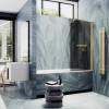 Шторка на ванну MaybahGlass MGV-785-3 70x140, поворотная, стекло графит 6 мм, профиль золото, с полотенцедержателем фото 2
