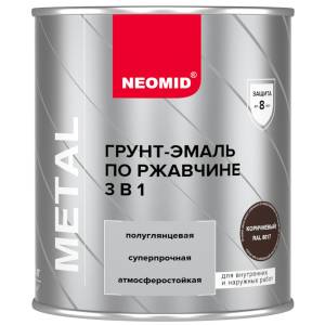 Грунт-эмаль по ржавчине 3 в 1 Neomid коричневая RAL 8017 0.9 кг
