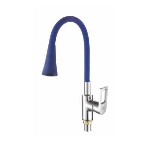 Смеситель для кухни Fashun A4253+B11 с гибким изливом, хром, синий