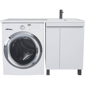 Тумба с раковиной Uperwood Magenta 52930205156 под стиральную машину, напольная, с дверцами, белая, правая, 120 см