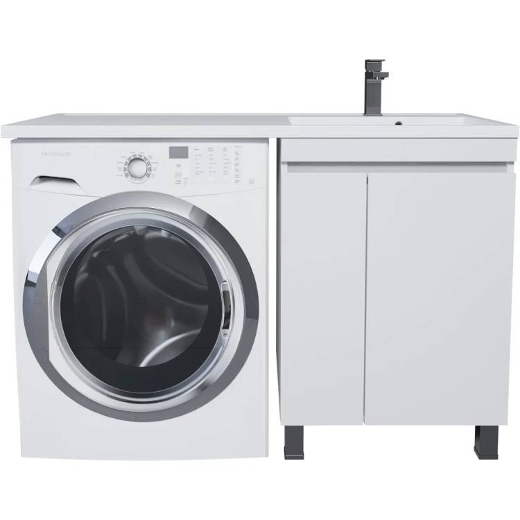 Тумба с раковиной Uperwood Magenta 52930205156 под стиральную машину, напольная, с дверцами, белая, правая, 120 см