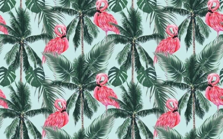 3D Фотообои Artegrafico «Фламинго на пальмах» TR-030 канвас