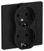 Розетка 2-местная с заземлением IEK Flite FI-R21C-16-1-K02 черный
