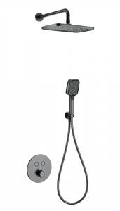 Душевой комплект Wonzon & Woghand WW-D2017-A-BGG с термостатом, встраиваемый, темный графит
