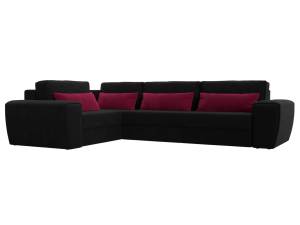 Диван угловой Лига Диванов Лига-008 Long 118779L черный, бордовый, левый