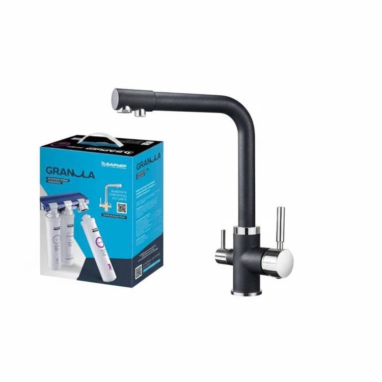 Смеситель для кухни Granula GR-2015 2015 Шварц+АКС-002 под фильтр
