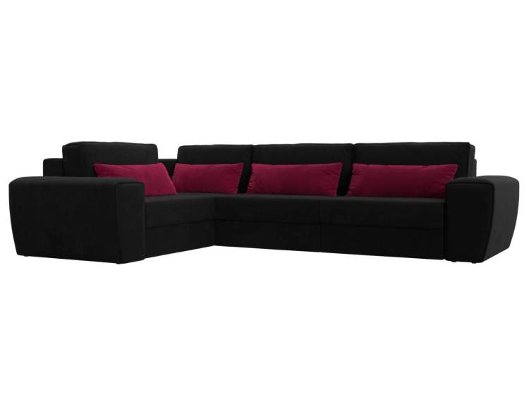 Диван угловой Лига Диванов Лига-008 Long 118779L черный, бордовый, левый