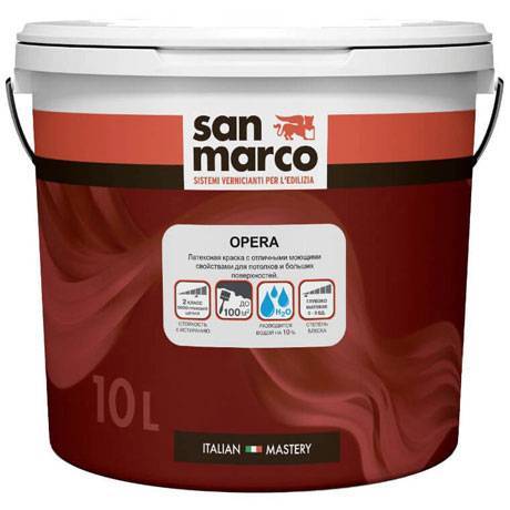 Моющаяся краска San Marco Opera глубокоматовая белая 10 л