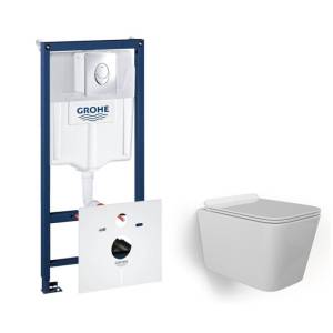 Комплект Grohe GR7505510 Инсталляция для унитаза Grohe Rapid SL + Унитаз подвесной beWash Kraft безободковый, с сиденьем микролифт, белый глянец