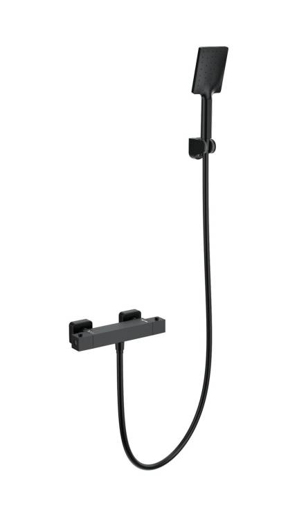 Смеситель для душа Wonzon & Woghand WW-B2026-A-MB с термостатом, черный матовый