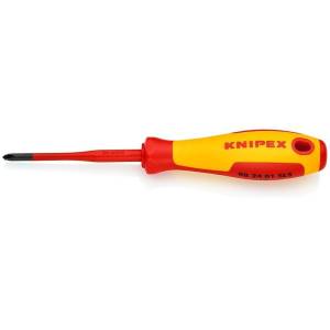 Отвертка KNIPEX PlusMinus PH/S 1 тонкая VDE, длина стержня 80 мм, 187 мм, диэлектрическая, 2-компонентная рукоятка