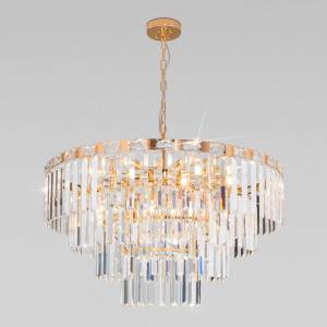 Люстра подвесная хрустальная Eurosvet Elegante 10130/10 золото/прозрачный хрусталь Strotskis Smart