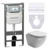 Комплект Унитаз подвесной Ceramica Nova Metropol CN4002 + Система инсталляции Envision CN1002W с белой кнопкой смыва и шумоизоляционной панелью CN1000