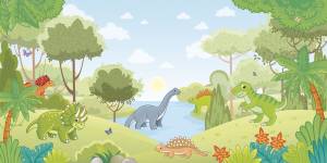 Бесшовные Eco обои Ortograf Little friends 34361 Страна динозавров Ворс+ ОЕ+