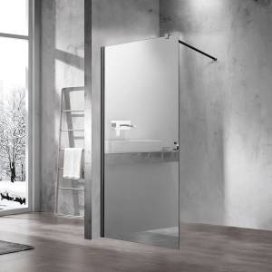 Душевая перегородка Vincea Walk-In VSW-1H100MRB профиль черный, стекло зеркальное, 100x200