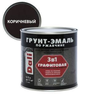 Грунт-эмаль по ржавчине 3 в 1 графитовая алкидная Dali матовая коричневый 0.75 л