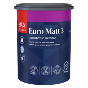 Краска интерьерная Tikkivala Euro Matt 3 глубокоматовая база A 0.9 л