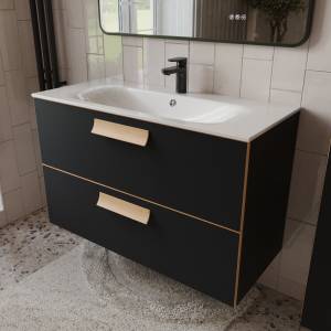 Тумба с раковиной Terminus Noto NOT101002099901O черный soft touch, 100x62