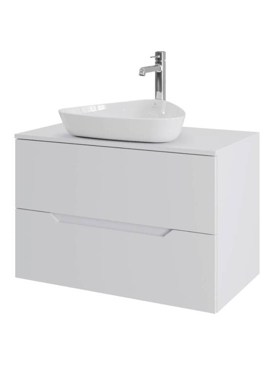 Тумба с раковиной Orange Line Li-80TuwMDF+B07-500W белая матовая, 80.5 см