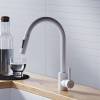 Смеситель для кухни Dorff Logic D3007533 с вытягивающимся изливом, белый фото 2