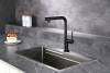 Смеситель для кухни AQUAme Cucina AQM9903MB с выдвижным изливом и подключением к фильтру питьевой воды, черный матовый фото 2