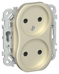 Розетка 2-местная с защитными шторками IEK Flite FI-R23-10-K37 шампань