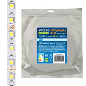Светодиодная влагозащищенная лента Volpe ULS-Q323 2835-60LED/m-8mm-IP65-DC12V-4,8W/m-5M-6500K