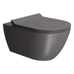 Унитаз подвесной GSI Pura 881516 безободковый, с крышкой-сиденьем микролифт, коричневый матовый