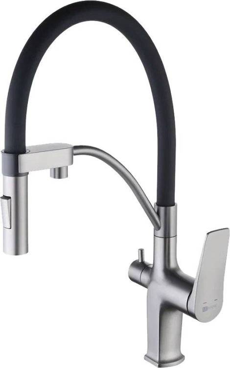 Смеситель для кухни Lemark Bronx LM3761GM графит с гибким изливом