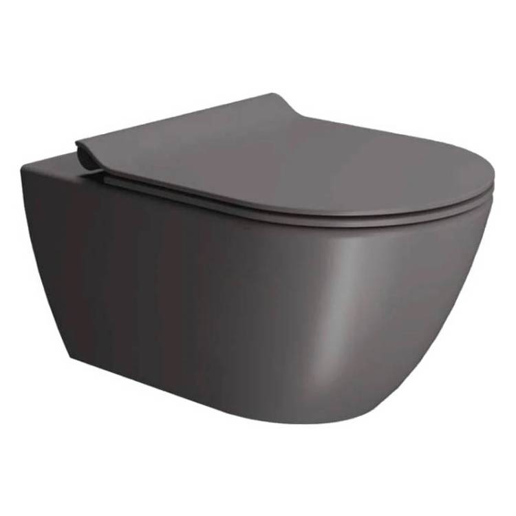 Унитаз подвесной GSI Pura 881516 безободковый, с крышкой-сиденьем микролифт, коричневый матовый