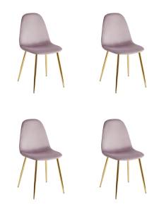 Набор из 4 стульев Stool Group Валенсия SN OS-001L-V HLR-25 gl DUAL X4 розовый, золотые ножки, велюр