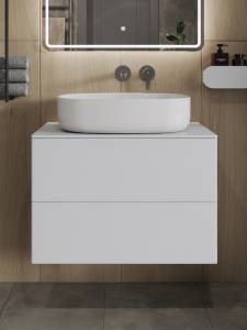 Тумба с раковиной Orange Отто Ot-75TuMDF+B04-600W белая глянцевая, 75 см
