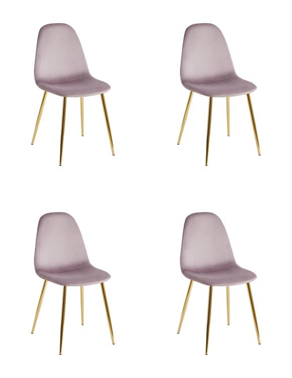 Набор из 4 стульев Stool Group Валенсия SN OS-001L-V HLR-25 gl DUAL X4 розовый, золотые ножки, велюр