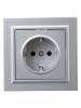 Розетка 1-местная с заземлением и шторками IEK Brite BR-R14-16-K47-F алюминий фото 2