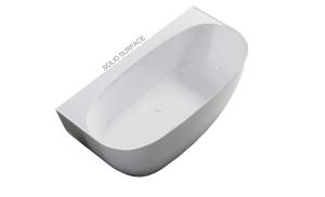 Ванна из искусственного камня Астра-Форм Атрия Solid Surface 01010075+08010054 170x85 с щелевым переливом, с белым донным клапаном, белая матовая