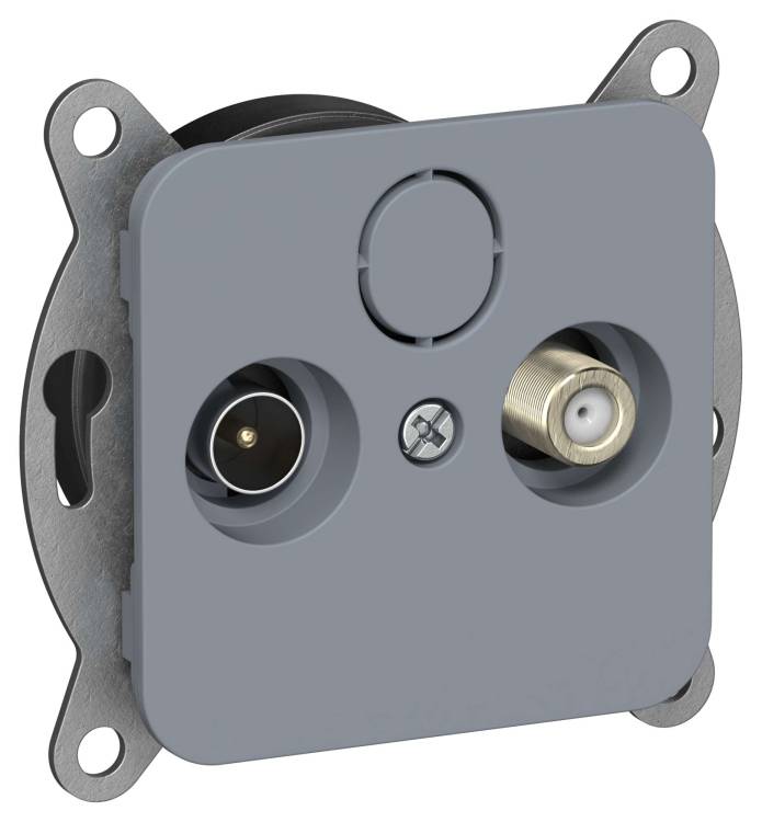 ТВ-розетка TV+SAT проходная IEK Flite FI-AF23-P-K35 маренго