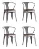 Набор из 4 стульев Stool Group Tolix Arm Wood YD-H440AR-W YG-15 X4 серебристый матовый, темное дерево