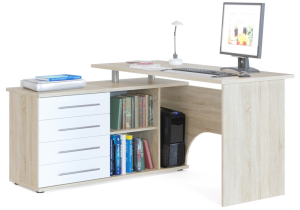 Стол компьютерный Woodville КСТ-109Л 285118 дуб сонома, белый левый 140x127x75