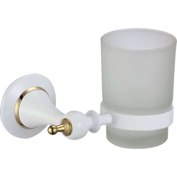 Стакан стеклянный с настенным держателем Savol 69w S-06958W белый