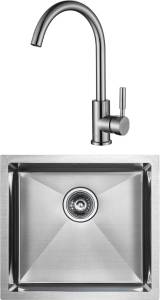 Комплект Paulmark Marx PM214844-BS брашированная нерж. сталь + Смеситель Paulmark Holstein Ho212063-NI для кухонной мойки, никель