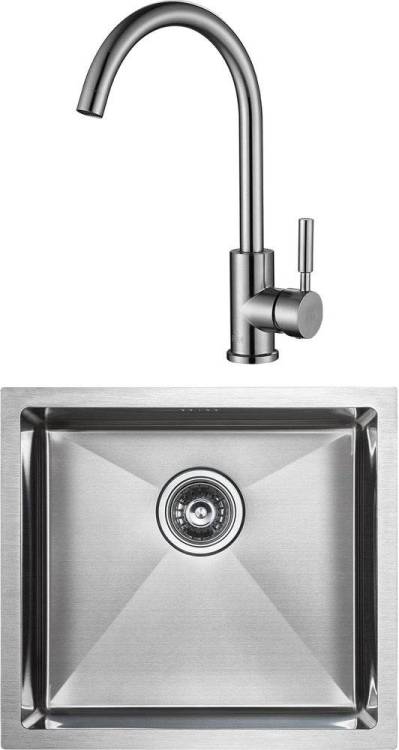 Комплект Paulmark Marx PM214844-BS брашированная нерж. сталь + Смеситель Paulmark Holstein Ho212063-NI для кухонной мойки, никель