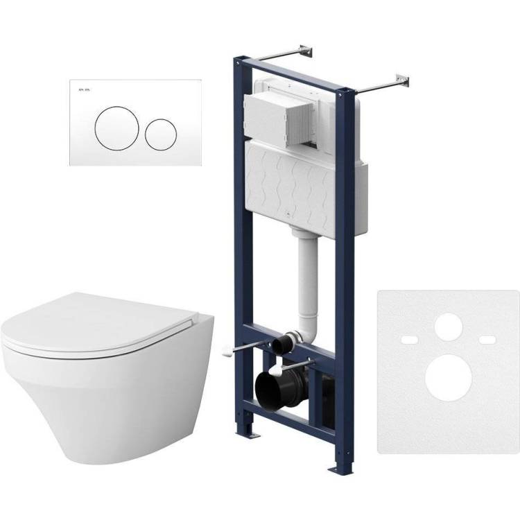 Унитаз с инсталляцией Am.Pm Inspire IS49001.501700 безободковый, с крышкой-сиденьем микролифт, с кнопкой