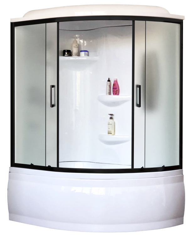 Душевая кабина Royal Bath RB 150ALP-C-BL левая, профиль черный, стекло матовое, 150x100x225