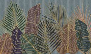 3D Фотообои Artegrafico «Тропическая композиция с золотом» SG-016 канвас