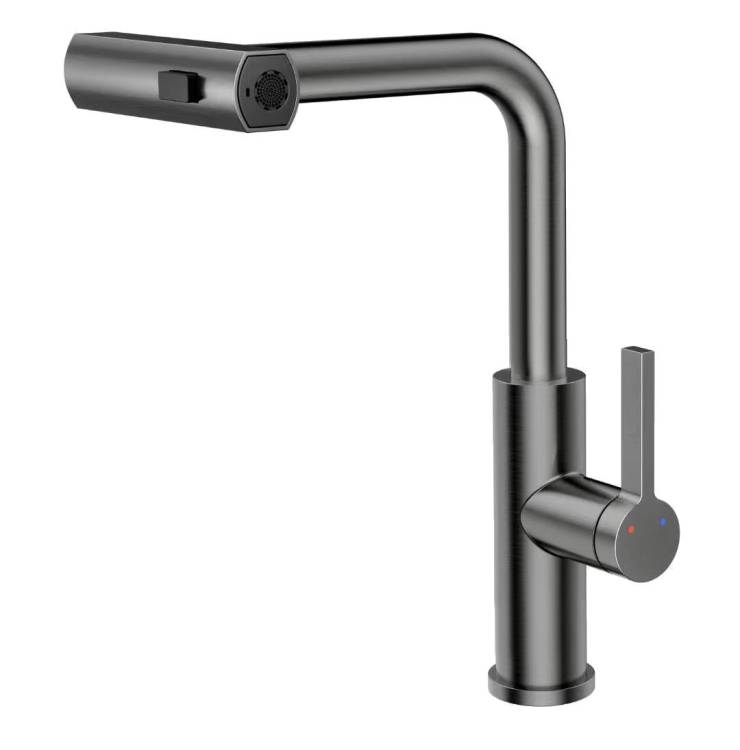Смеситель для кухни Rush Tinos TI3732-18Grey с выдвижной лейкой, графит